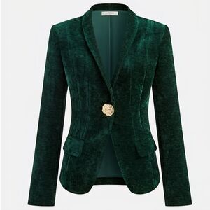 Commense Elegant Green Velvet Blazer Size LARGE